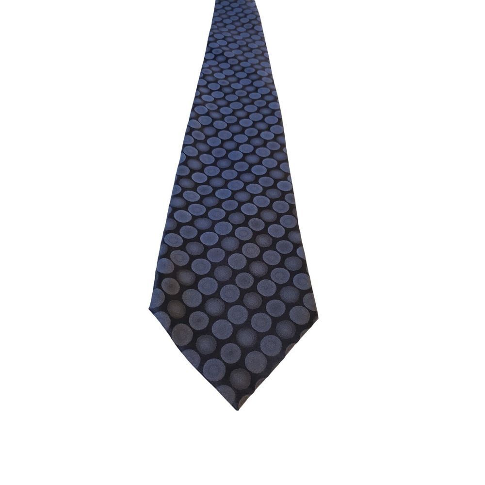 DOCKERS Neck Tie Men's Stain Resistant 100% Silk‎ Blue Circle Geometric EUC